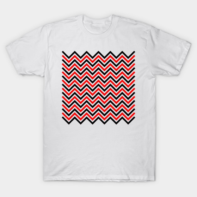 Zigzag Lines - Red Black T-Shirt by SanTees